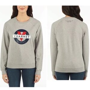 🆕 VUARNET Light Heathered Grey Crewneck Classic Logo Sweater